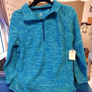 St. Johns Bay Quarter Zip Pullover Tunic NWT Women's Medium, turquoise